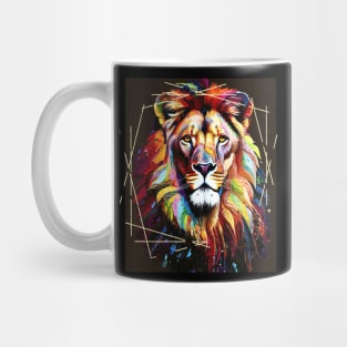 Lion Color Painting (framed in gold scratches) Mug